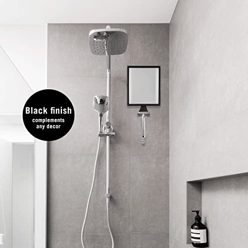 ConairMan LED Shower Mirror, Fog Free Mirror - Great for Shower Shaving, 2X Magnification, Glossy Black Finish