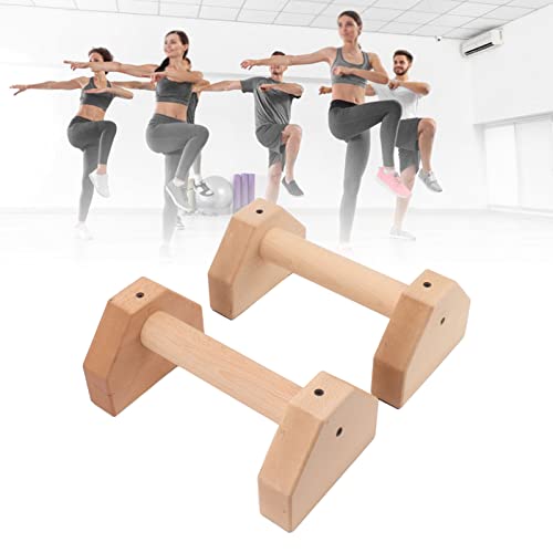 Asixxsix Push Up Bars, 2 Pcs Wooden Fitness Parallettes Bars Handle Stands Grip Handstand Trainer Push Up Handles with Non Slip Rubber Feet for F