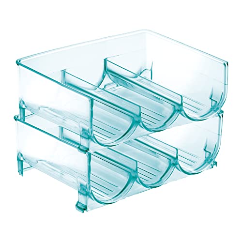 mDesign Set of 2 Bottle Holder Shelves — Water Bottle Holder for up to 3 Bottles — Ideal for Use as a Wine Rack — Sea Blue