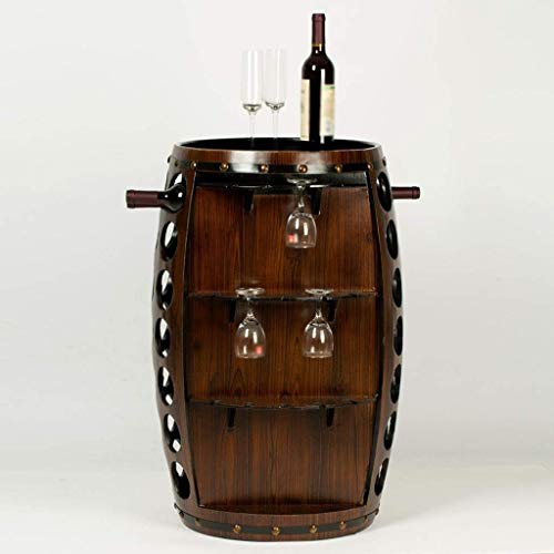 DISHENGZHEN Wine Barrel Creative Floor-Standing Stable Wine Rack, Wooden Wine Glass Bottle Storage Shelf, Wood Rack Shelf Practical Home decorati