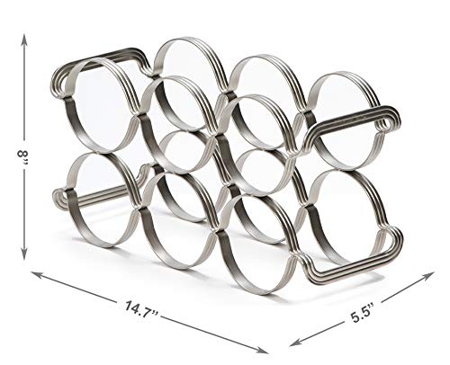 Mango Steam 6 Bottle Counter-top Wine Rack - Storage Organizer for Kitchen Countertops, Pantry, Fridge - (Silver)