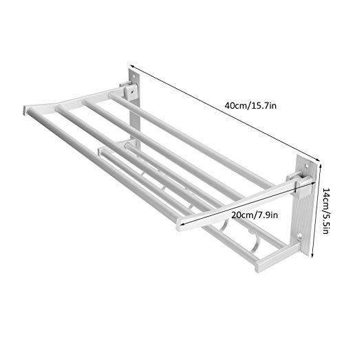 Fafeicy 40cm Stainless Steel Bathroom Towel Rail Rust Proof Wall Mounted Bath Drying Rack with 5 Hooks