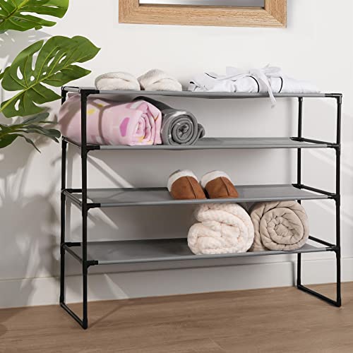 OHS 4 Tier Storage Rack Home Tidy Organiser Shelving Solution Shoe Clothing Utility Garage Racking Freestanding Unit, Charcoal