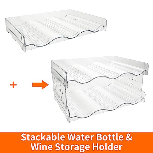JMIATRY 4 Pack Water Bottle Storage Organiser, Stackable Water Bottle & Wine Storage Holder, Plastic Water Bottle Holder for Cupboard and Kitchen