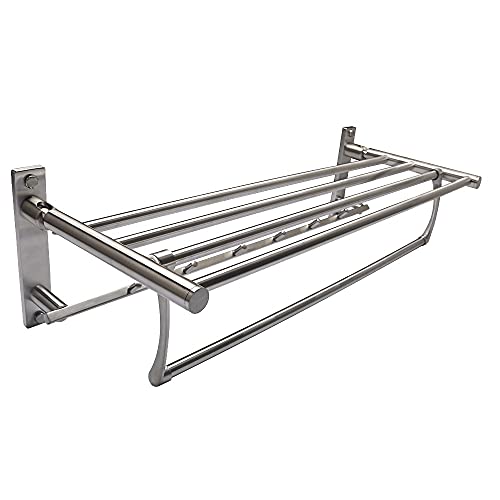 HIGOH Towel Racks,Bathroom Towel Rack Wall Mounted Towel Holder,Bathroom Towel Rack,Folding Shelf with Swing Towel Bar and Hooks Wall Mount,Brush