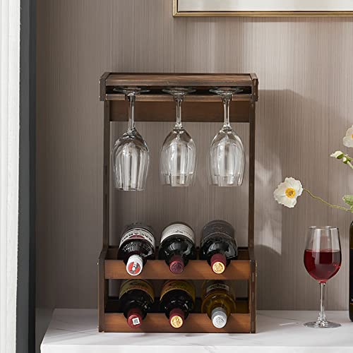 EYLINK Wooden Wall Mounted Wine Rack,Wall Wine Rack,Wine Bottle Stemware Glass Rack Wall Mounted,Wine Racks,Glass Rack,Hanging Wine Bottle Shelf