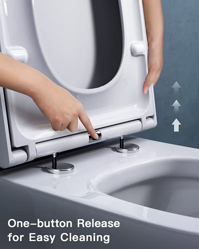 Pipishell Toilet Seat, Soft Close Toilet Seats White with Quick Release for Easy Clean (UF)