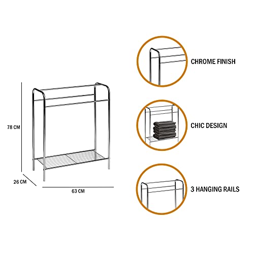 Premier Housewares Chrome Floor Standing Towel Stand - Silver