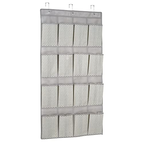 mDesign Hanging Storage Pocket Organiser - Practical Hanging Pocket Storage - Perfect Hanging Organiser for Shoes - Hanging Storage with 16 Fabri