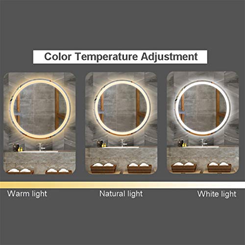 Led Bathroom Mirror Illuminated Led Smart Makeup Vanity Polished Edges, Touch Dimmble Switch Color Change Temperature, Led + Antifog, 70 * 70cm