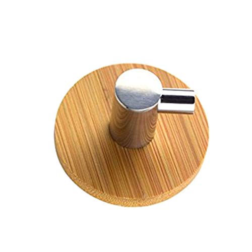 VOANZO 4PCS bamboo towel rail Wooden Stainless Steel Towel Holder Self-Adhesive Towel Hooks for Bathroom Kitchen Living Room Office