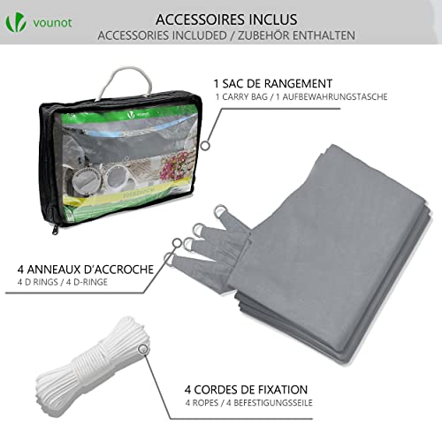 VOUNOT 3m x 5m Sun Shade Sail, Waterproof Outdoor Garden Sails Canopy Patio Party Sunscreen Awning 98% UV Block with Free Rope, Grey