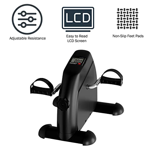 Under Desk Bike and Pedal Exerciser - At-Home Physical Therapy Equipment and Exercise Machine for Arms and Legs with LCD Screen by Wakeman Fitnes