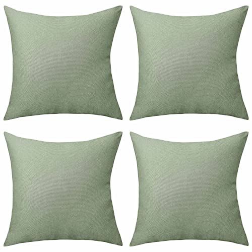 Home Brilliant Sage Green Cushion Covers 45 x 45 for Garden Furniture, Decorative Outdoor Cushions Covers Waterproof, 18x18 inches, Pack of 4, Sa