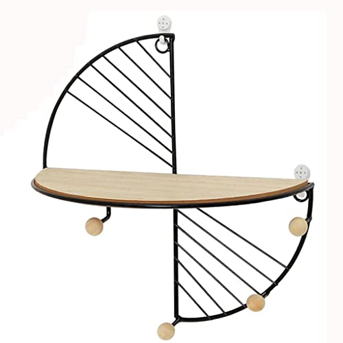 N/A Metal Wire and Wood Floating Wall-Mounted Coat Hook Rack Hanger Holder European Style Keychain Hook Wall Hanger (Color : D, Size : 30 * 15 *