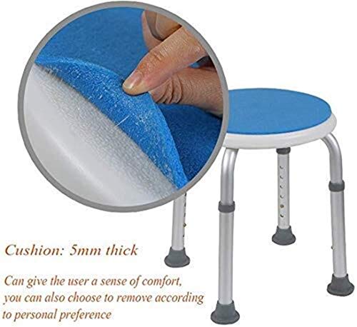 Bath Stools,Shower Stool Round Shower Stool for Bathroom - Height Adjustable | Facilitated Aluminum Alloy Bathroom Chair (Blue)
