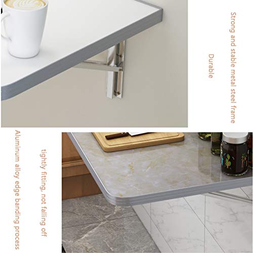 OUYOXI Wall Mounted Folding Table, Multi-use Dining Table for Space Saving House Kitchen Laundry Study Workbench (Color : Punch-Free-White, Size