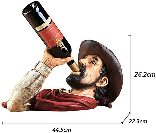 Stylish Simplicity Wine Racks Free Standing Resin Wine Bottle Holder,Home Retro Decoration Ornaments,Cowboy Statue Decoration,Suitable for Living