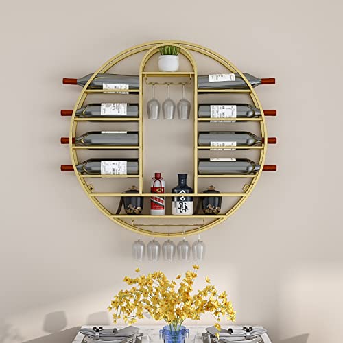 EYLINK Wall-Mounted Wine Racks, Bar Unit Metal Floating Shelves, Simple Hanging Goblet Rack With Partitions, Wine Rack For Wine Bottles Liquor Bo