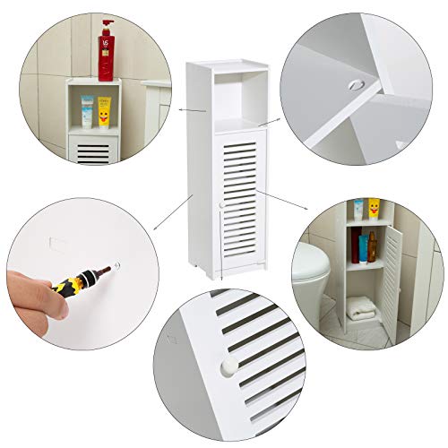 Screw Fix-Bathroom Storage Cabinet Accessories Floor Standing Waterproof Bathroom Display White Robust Furniture Bathroom Toilet Silm Shelf Bathr