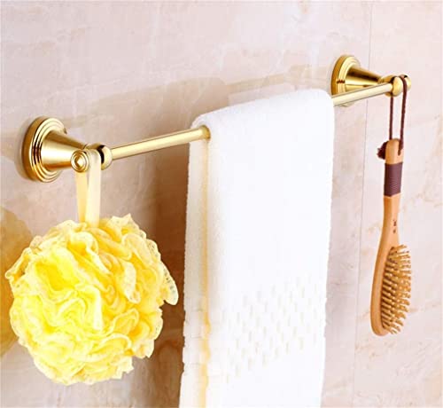 Bathroom Gold Towel Rack European Style All Copper Bathroom Single Rod Bath Towel Rack Towel Bar Drawing Process Tower Hanger/60Cm