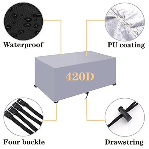Garden Furniture Covers Waterproof, Rectangular Patio Table Cover, Waterproof, Windproof, Anti-UV, 420D Heavy Duty Oxford Fabric for Chair Sofa O