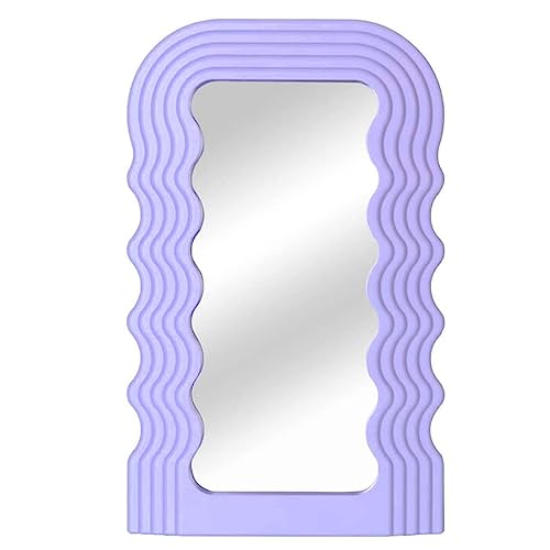Mokoze Wavy Mirror Irregular Border 16.06"x10" Makeup Mirror for Wall-Mounted and Dressing Table Mirrors,Room Decor for Living Room Bedrooms and