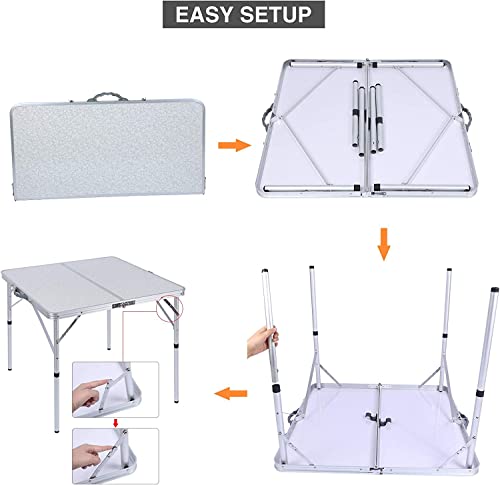 REDCAMP 32" Square Folding Card Table, Lightweight Portable Fold in Half Small Card Tables for Adults Indoor Outdoor Use, White