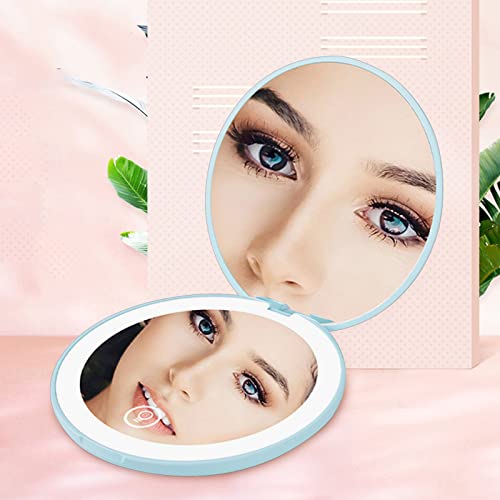 Minidiva LED Lighted Makeup Mirror, 1x/10x Magnification Compact Mirror, Portable Rechargeable for Purses and Travel (Black)