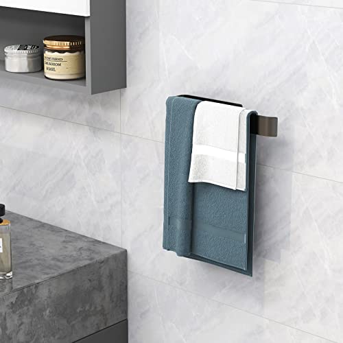 JS Self Adhesive Hand Towel Holder Towel Rail Black Towel Ring for Bathroom Kitchen Stick on Wall No Drilling