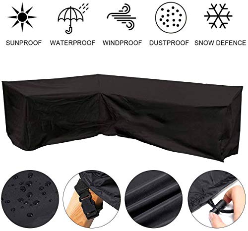 Garden V Shape Furniture Covers Patio Waterproof Sofa Cover Large Outdoor Sofa Furniture Couch Cover Dustproof with Storage Bag 215 * 215 * 82 Bl
