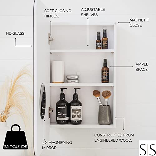 Medicine Cabinets For Bathroom With Mirror, Recessed Medicine Cabinet or Surface Mounted Bathroom Mirror Cabinet With Storage - 16" x 29",Bathroo