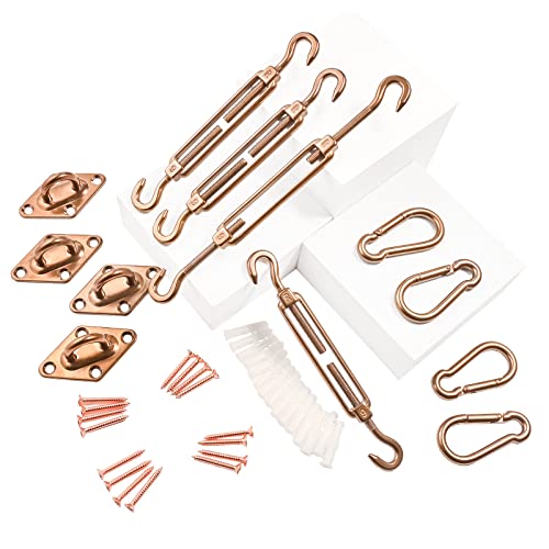 Sun Shade Sail Hardware Kit M6 Black for Garden Triangle, Awning Attachment Set, Heavy Duty Sun Shade Sail Fixing Kit