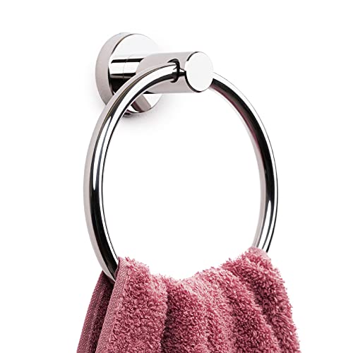 Marmolux Acc - Chrome Towel Ring - Hand Towel Holder for Bathroom Hand Towel Racks Wall Mount Bathroom Hardware - Simple Round Towel Hanger Heavy
