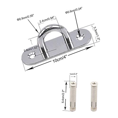 Quikhome 2 Pack Ceiling Hook M6 Oblong Pad Eye Plate 304 Stainless Steel with Expansion Screw Wall Mount Hanging Hook for Boat Marine Hardwarefor