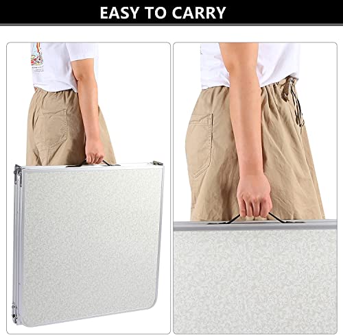 REDCAMP 6ft Folding Camping Table with Adjustable Height, Portable Large Sturdy Lightweight Tri-fold Outdoor Table for Picnic Garden BBQ, 2 Heigh