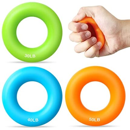 Suilung 3 Pieces of Hand Grip Strengthener Exerciser Gripper Forearm Finger Silicone Exercise Rings for Men Muscle Strength Training Sports Rock