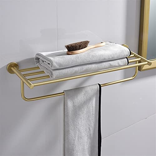 HIGOH Towel Racks,Bathroom Towel Rack Wall Mounted Towel Holder,Bath Hardware Copper Towel Rack,Bathroom Shelf,Towel Holder,Brushed Brass
