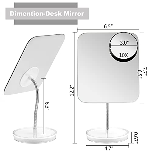 Jasefa Desk Makeup Mirror with Detachable 10x Magnification,360° Rotation Flexible Gooseneck Mirror with Stand,Tabletop Cosmetic Mirror,Good for