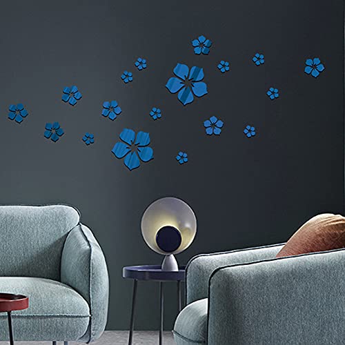 MVPACKEEY 18pcs Acrylic Mirror Wall Sticker Decal 3D Flower DIY Wall Decoration for Home Living Room Bedroom Decor (Black)