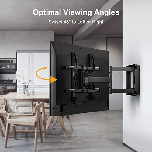 Perlegear TV Wall Bracket for 37-84 Inch Flat/Curved TVs up to 60kg, Swivel Tilt TV Bracket Max.VESA 600x400mm, Full Motion TV Wall Mount with Du