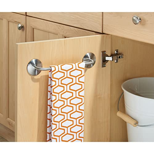 mDesign Self-Adhesive Kitchen Towel Rail - Set of 2 - Durable Stainless Steel Dish Cloth and Towel Rack - Stick-On Towel Holders for the Kitchen