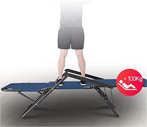 FWZJ Patio Chairs Reclining For Heavy People Folding Deck Chairs Sunbeds For Camping And Gardens Outdoor Camping Chairs-Navy+Cotton Pad-Navy+cott