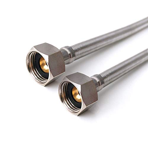 Pair of 1/2" x 1/2" BSP (900mm) Flexible Connectors | DIY Repalcement Bathroom/Kitchen/Boiler Flexi Hose Pipes Tail