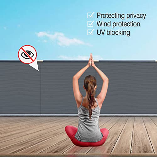 HENG FENG Balcony Screen Privacy Protection 90X300cm HDPE UV Protection Wind Resistant for Garden Patio with Cable Ties,Anthracite