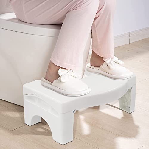 Newthinking Toilet Stool for Adults, 7 inch Plastic Non-Slip Bathroom Folding Toilet Stool for Anti Constipation Natural Comfortable Toilet Aids,