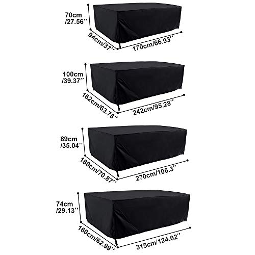 FOUNDOVE Garden Table Covers Waterproof Rectangular, Patio Furniture Covers with Windproof and Anti-UV design, Protective Cover for Garden Table
