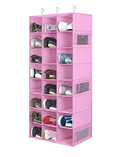 Libeder Hanging Closet Organizers 30 Section Shoe Shelves, Shoe Storage Hanging Shoe Rack, Space Saving Shoe Holder Grey