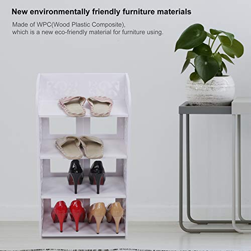 Carved Shoe Cabinet, 4 Tiers White Corner Shoe Cabinet Modern Multifunctional Hollow Carved Shoes Rack Wood Shoes Storage Rack Organising Shelf f