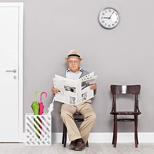 Relaxdays Umbrella Stand XL, Rectangular Holder for Walking Stick & Umbrellas, Steel, Portable, 48x40x15 cm, White, 48 x 40 x 15 cm